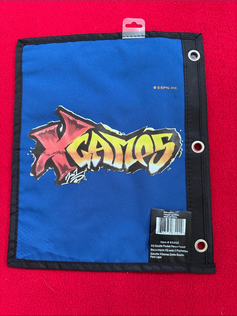 NWT Vintage Y2K ESPN X Games Double Pocket Pencil Pouch Blue Graffiti BTS 83202